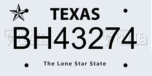BH43274 Texas License Plate