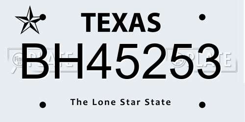 BH45253 Texas License Plate