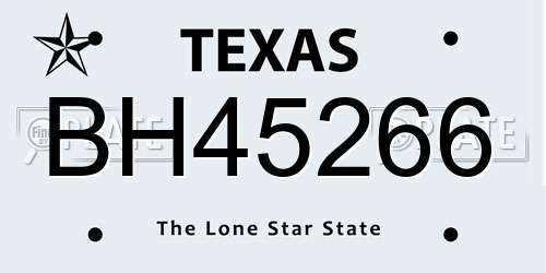 BH45266 Texas License Plate