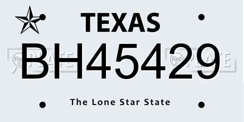 BH45429 Texas License Plate