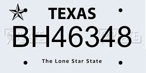 BH46348 Texas License Plate