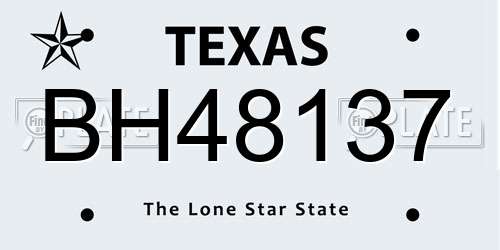 BH48137 Texas License Plate
