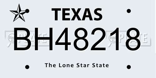 BH48218 Texas License Plate