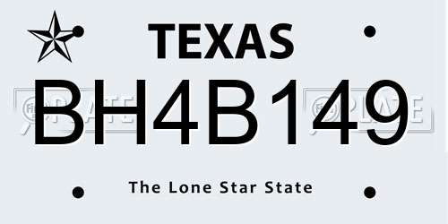 BH4B149 Texas License Plate