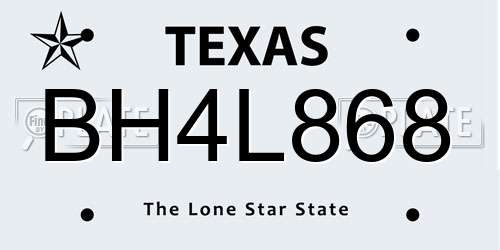 BH4L868 Texas License Plate
