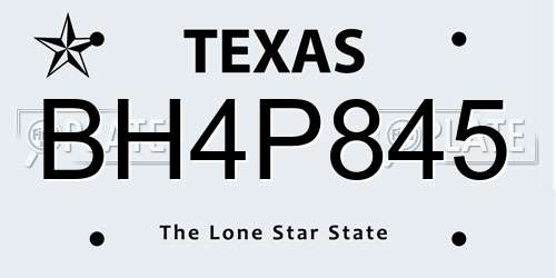 BH4P845 Texas License Plate