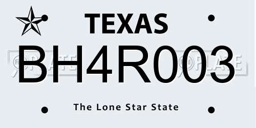 BH4R003 Texas License Plate