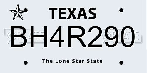 BH4R290 Texas License Plate