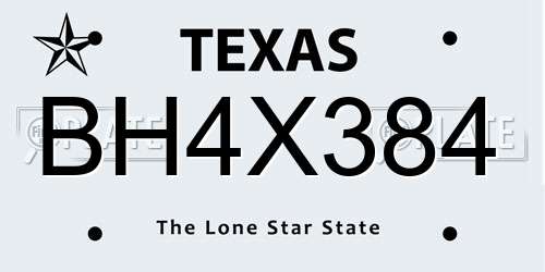 BH4X384 Texas License Plate