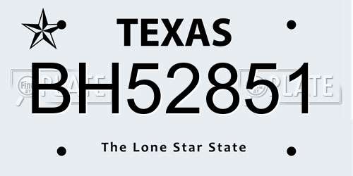 BH52851 Texas License Plate