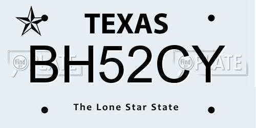 BH52CY Texas License Plate