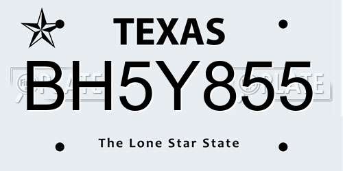 BH5Y855 Texas License Plate