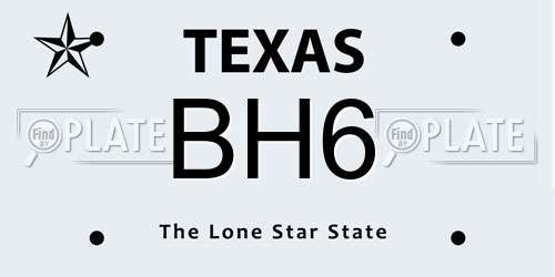 BH6 Texas License Plate