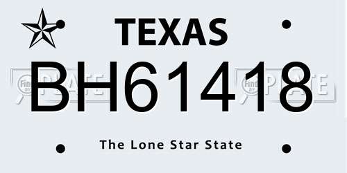 BH61418 Texas License Plate