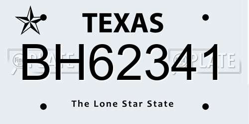 BH62341 Texas License Plate