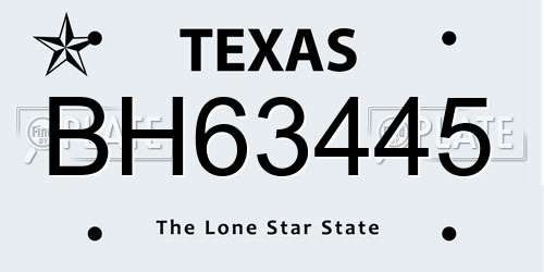 BH63445 Texas License Plate