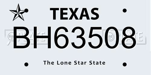 BH63508 Texas License Plate