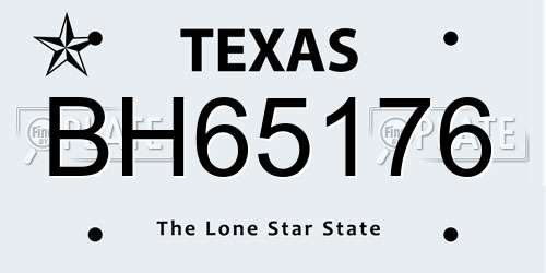 BH65176 Texas License Plate