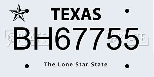 BH67755 Texas License Plate