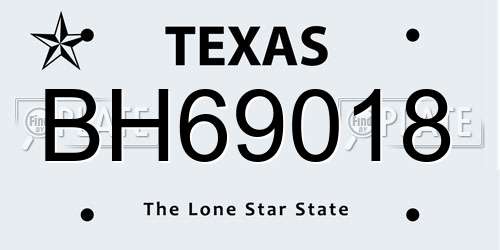 BH69018 Texas License Plate