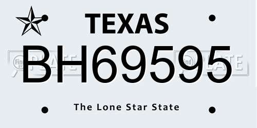BH69595 Texas License Plate