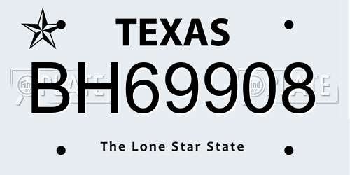 BH69908 Texas License Plate