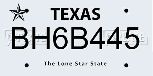 BH6B445 Texas License Plate