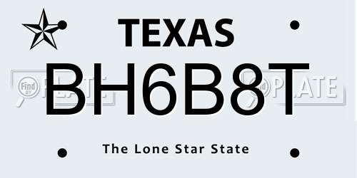 BH6B8T Texas License Plate