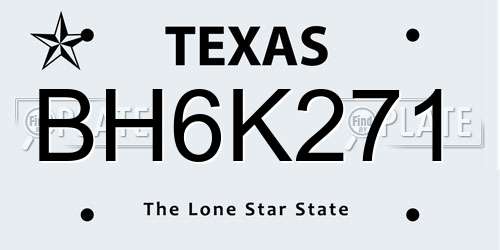 BH6K271 Texas License Plate