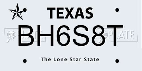 BH6S8T Texas License Plate