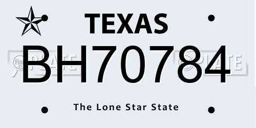 BH70784 Texas License Plate