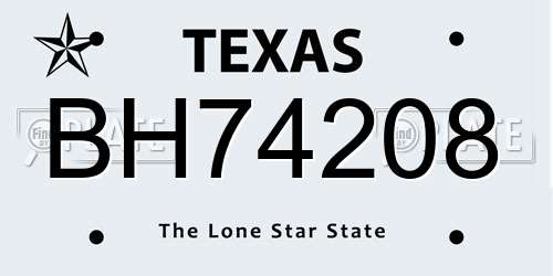 BH74208 Texas License Plate