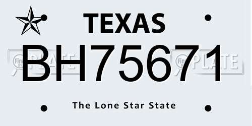 BH75671 Texas License Plate