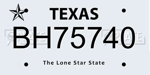 BH75740 Texas License Plate