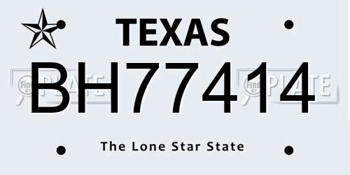 BH77414 Texas License Plate