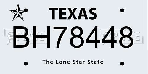 BH78448 Texas License Plate