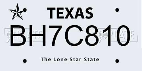 BH7C810 Texas License Plate