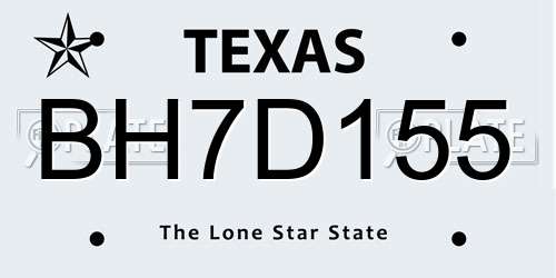 BH7D155 Texas License Plate