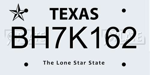 BH7K162 Texas License Plate