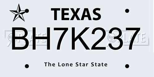 BH7K237 Texas License Plate