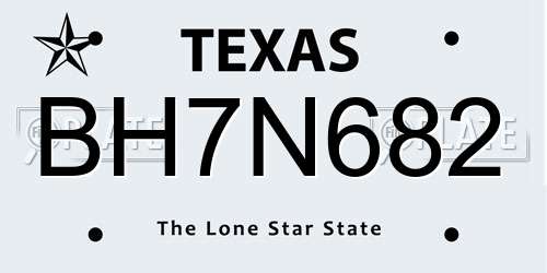 BH7N682 Texas License Plate