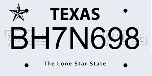 BH7N698 Texas License Plate