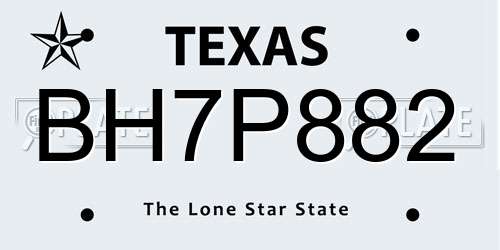 BH7P882 Texas License Plate
