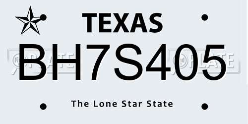 BH7S405 Texas License Plate