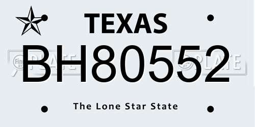 BH80552 Texas License Plate