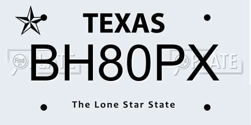 BH80PX Texas License Plate