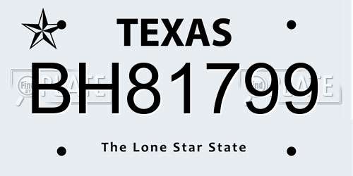 BH81799 Texas License Plate