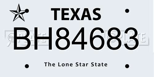 BH84683 Texas License Plate