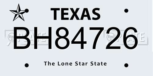 BH84726 Texas License Plate