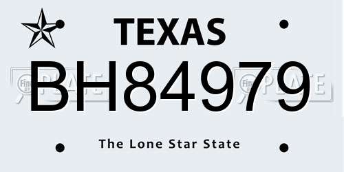 BH84979 Texas License Plate